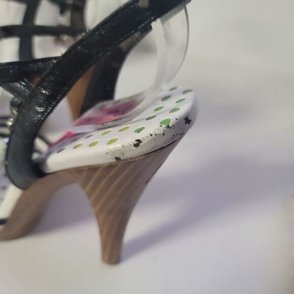 🖤 Betseyville by Betsey johnson strappy white and black heels - Picture 11 of 16